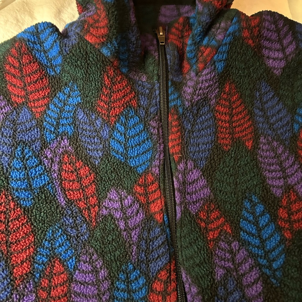 VINTAGE PATAGONIA Synchilla Half Zip Purple Leaf Print Spears Anorak Fleece 10 - Picture 6 of 16